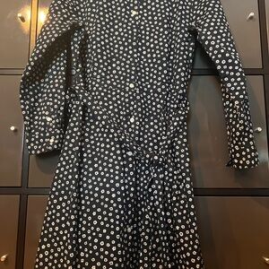 Black and White Floral Button-Up Dress